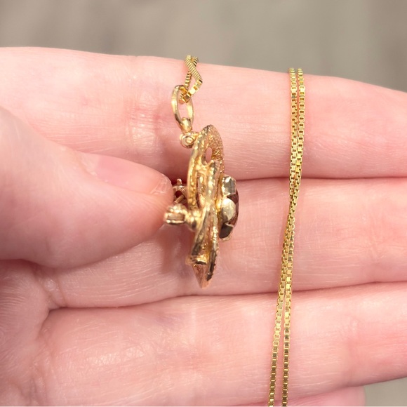 Vintage 14K Gold Pink Tourmaline Brooch Pendant: Celtic Clover Design - Picture 7 of 12